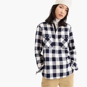 J. Crew Navy and White Plaid Sweater